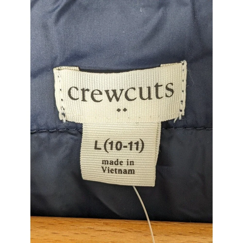 NWT J. Crew Crewcuts Puffer Jacket Packable Size L 10-11 Lightweight Blue Hooded